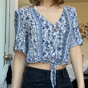 Blue Floral Blouse
